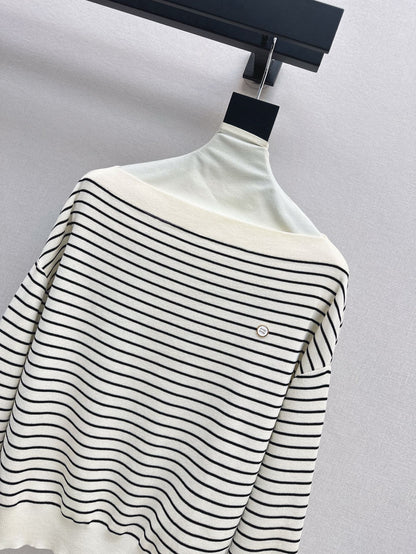 25SS Off-shoulder knitted shirt