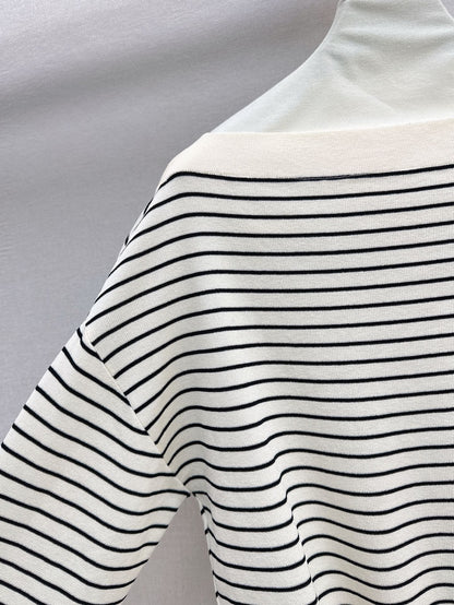 25SS Off-shoulder knitted shirt