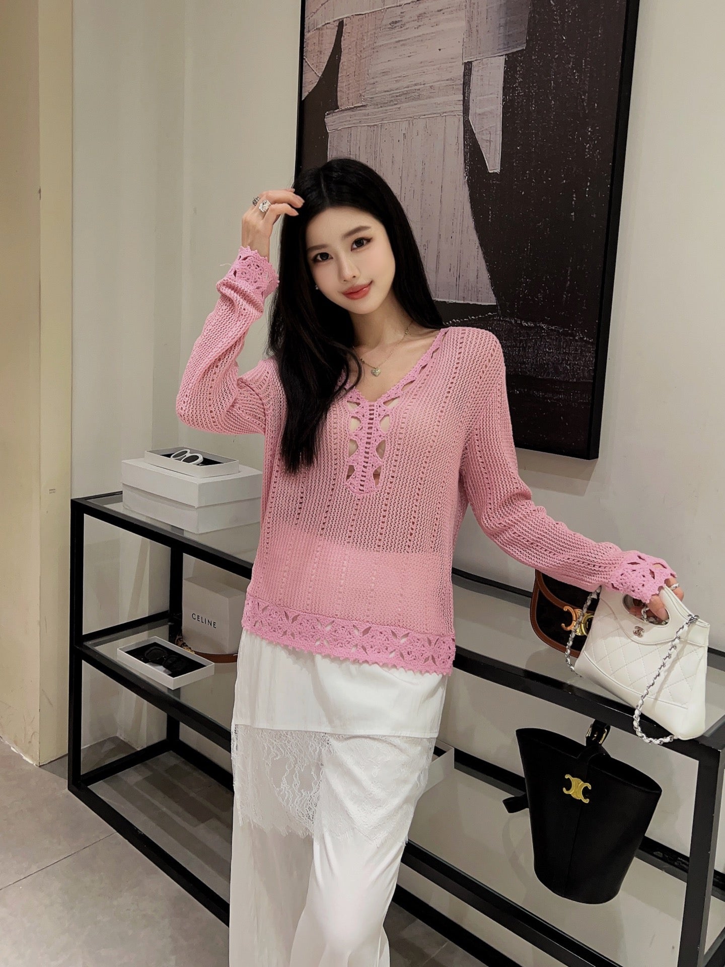 25ss hollow knitted shirt