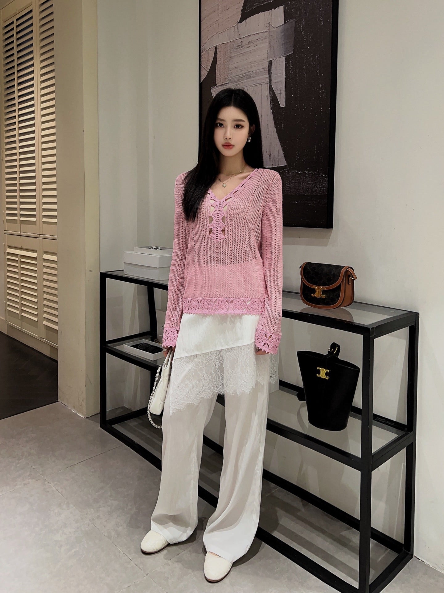 25ss hollow knitted shirt