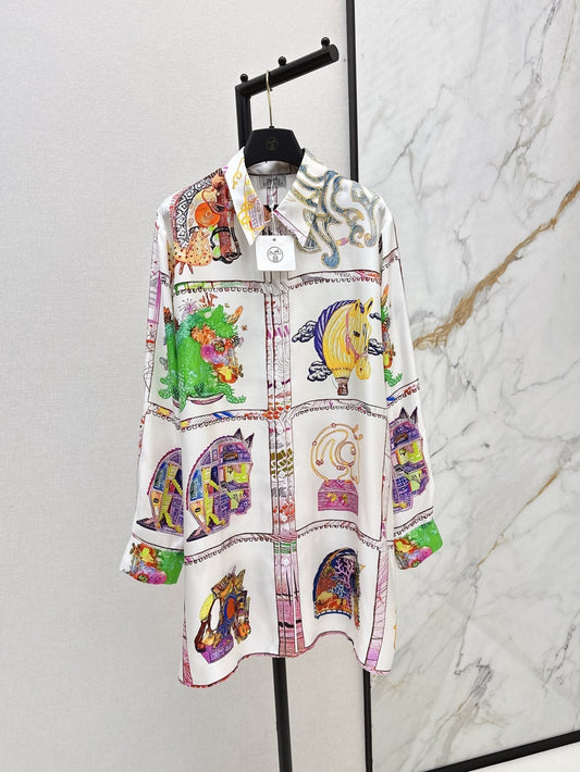 25ss silk shirt dress