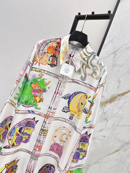 25ss silk shirt dress