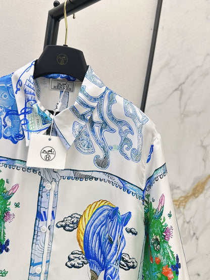 25ss silk shirt dress