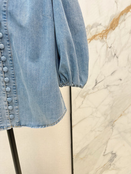 25ss denim V neck shirt