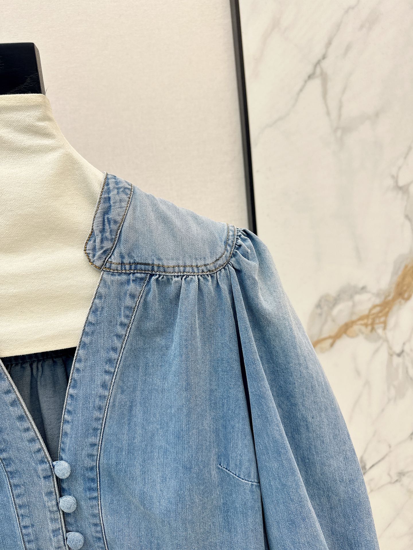 25ss denim V neck shirt