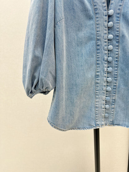 25ss denim V neck shirt