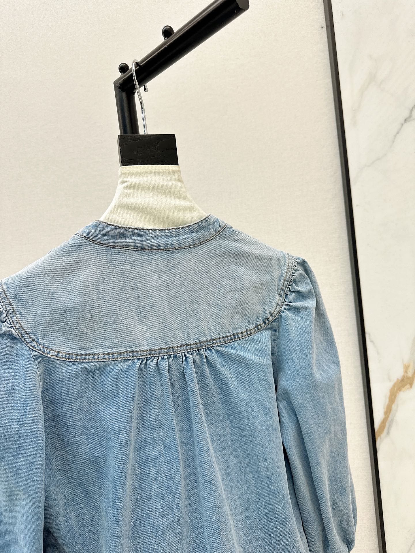 25ss denim V neck shirt