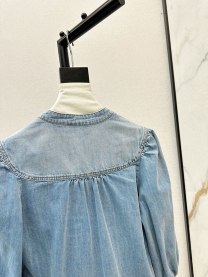 25ss denim V neck shirt