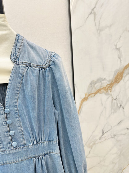 25ss V neck denim dress