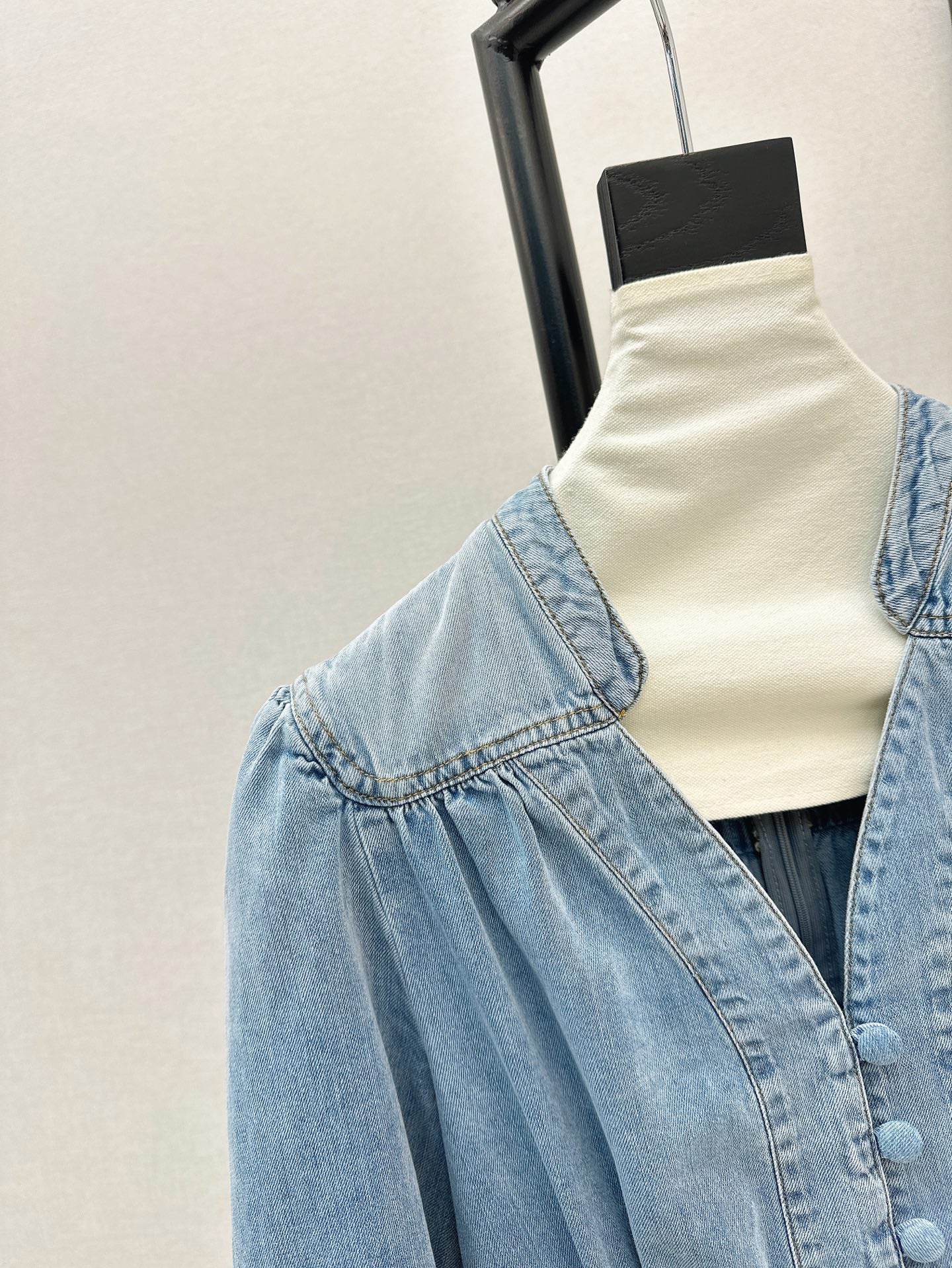 25ss V neck denim dress
