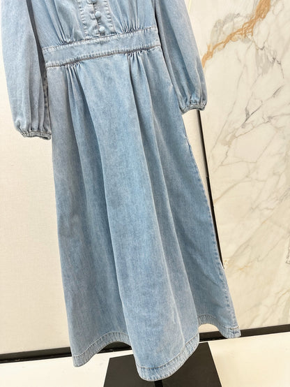 25ss V neck denim dress