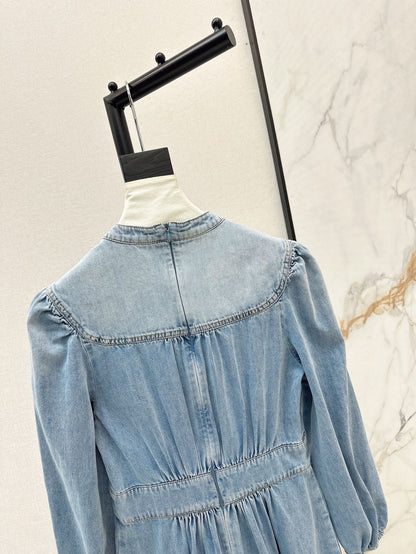 25ss V neck denim dress