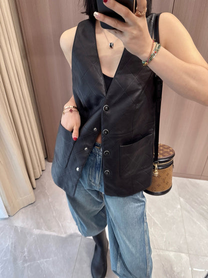 25ss genuine leather vest
