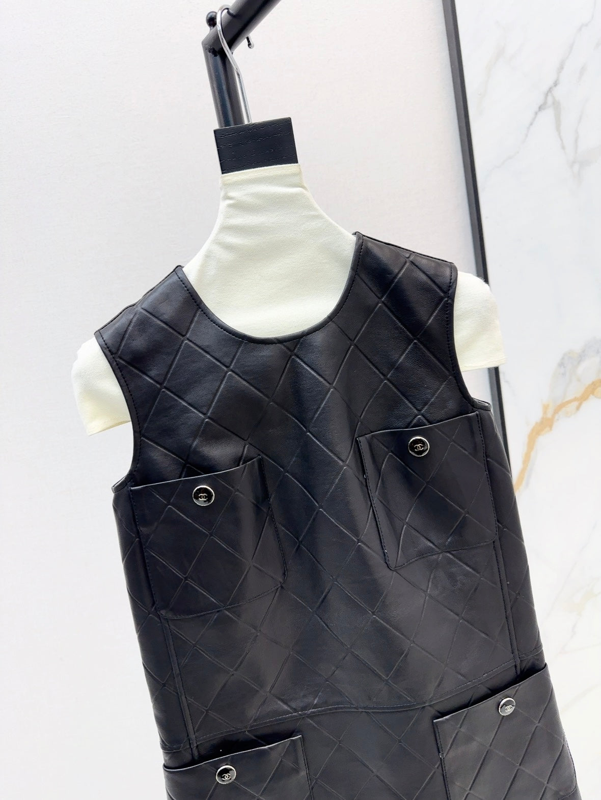 25ss genuine leather dress