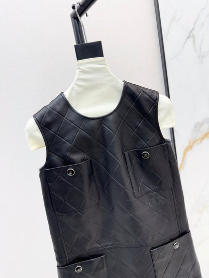 25ss genuine leather dress