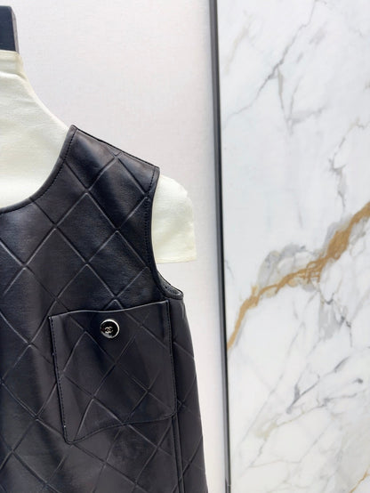 25ss genuine leather dress