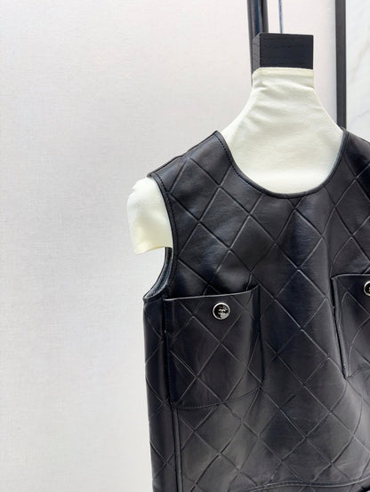 25ss genuine leather dress