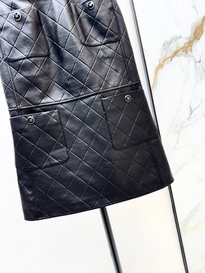 25ss genuine leather dress