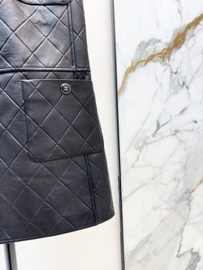 25ss genuine leather dress