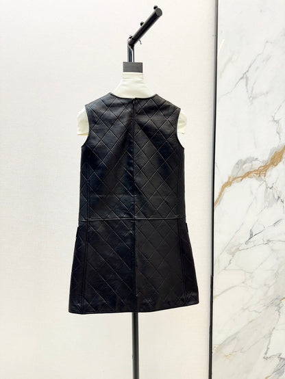 25ss genuine leather dress