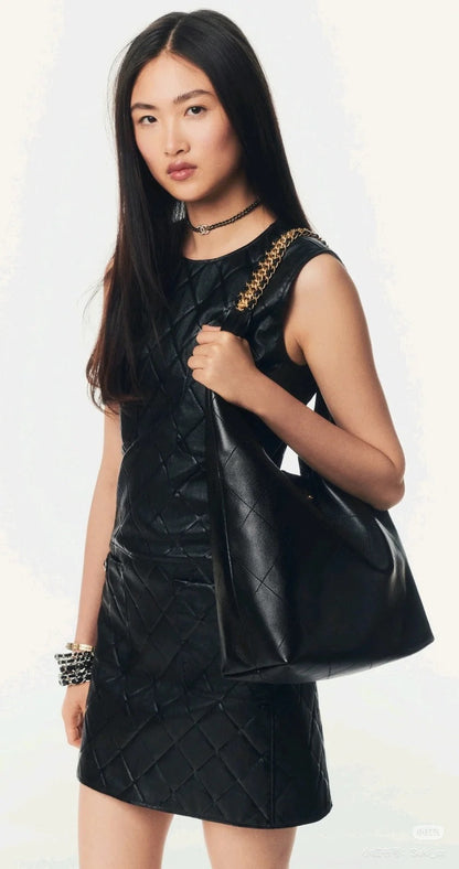 25ss genuine leather dress