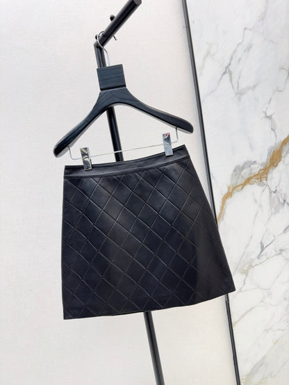 25ss genuine leather skirt