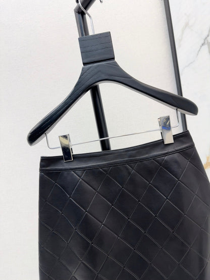 25ss genuine leather skirt