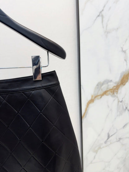 25ss genuine leather skirt