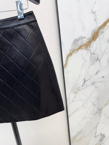25ss genuine leather skirt
