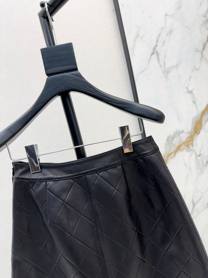 25ss genuine leather skirt
