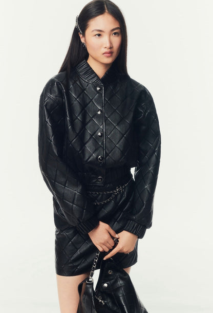 25ss genuine leather skirt