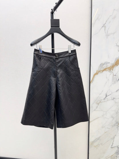 25ss genuine leather shorts