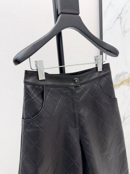 25ss genuine leather shorts