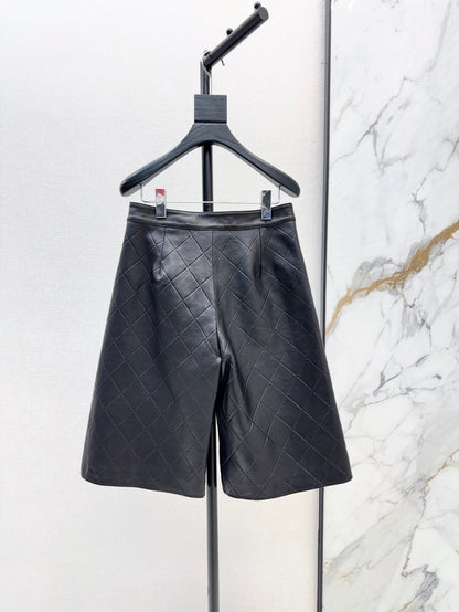 25ss genuine leather shorts