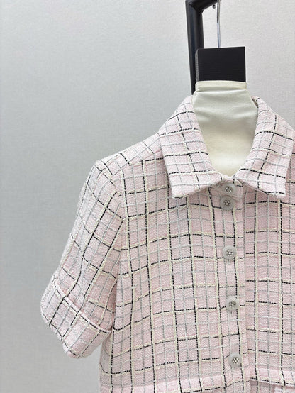 Elegant Long Tweed-Style Summer Jacket