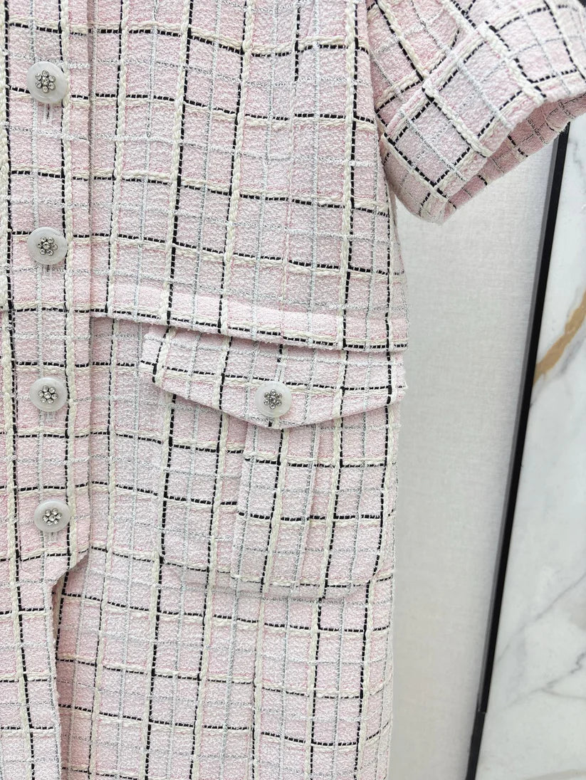 Elegant Long Tweed-Style Summer Jacket