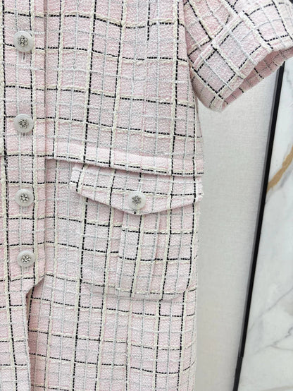 Elegant Long Tweed-Style Summer Jacket