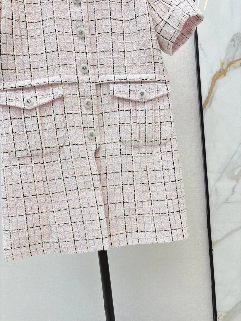 Elegant Long Tweed-Style Summer Jacket