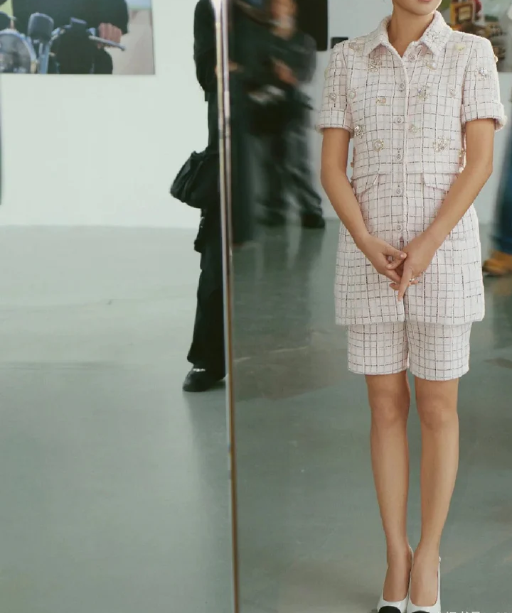 Elegant Long Tweed-Style Summer Jacket