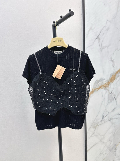 25ss knit beaded t-shirt