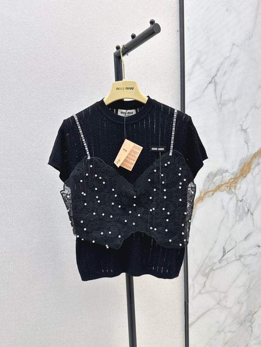 25ss knit beaded t-shirt