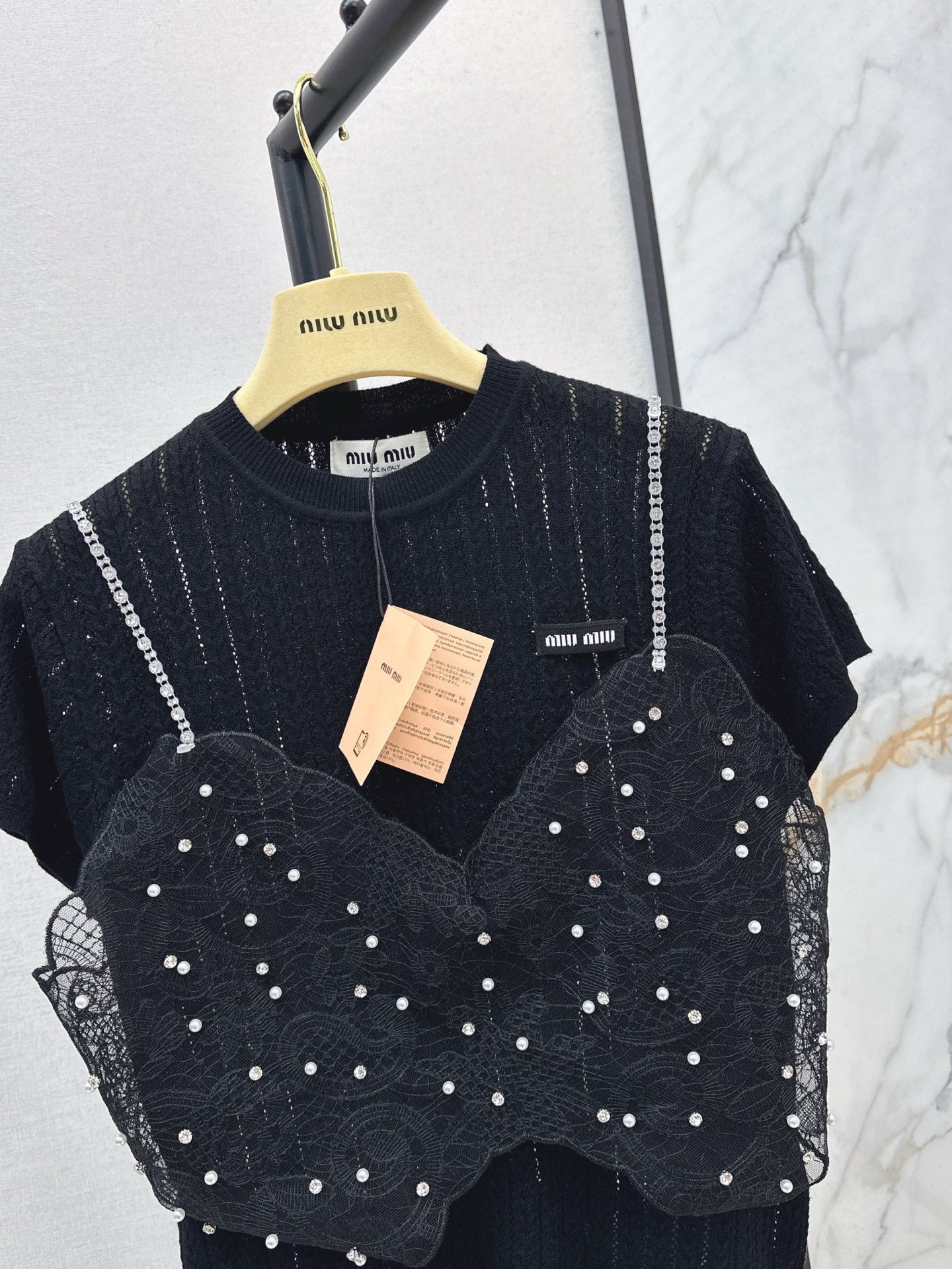 25ss knit beaded t-shirt