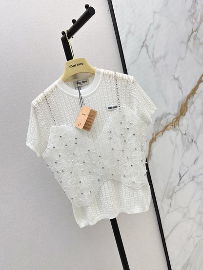 25ss knit beaded t-shirt