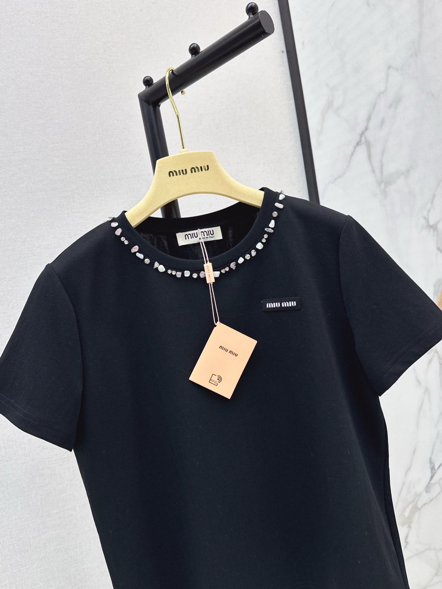 25ss rhinestone t-shirt