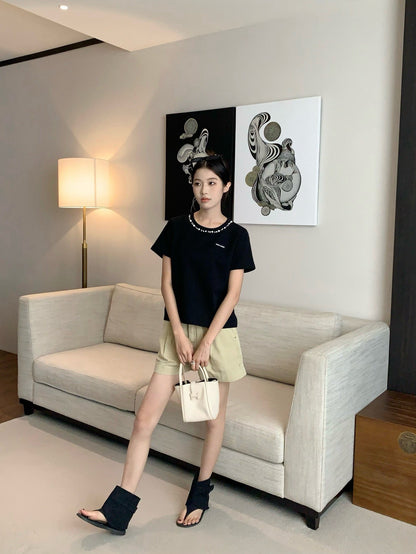 25ss rhinestone t-shirt