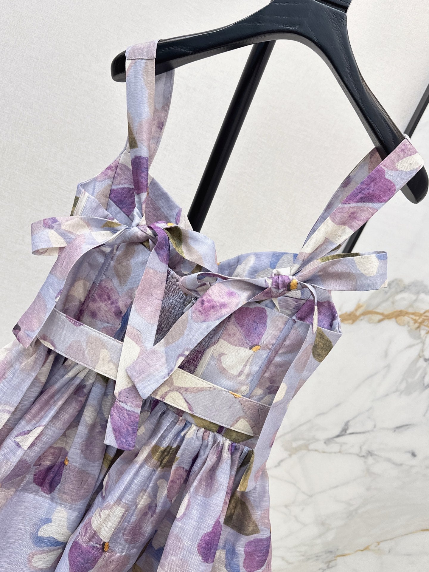 25ss Silk linen floral dress