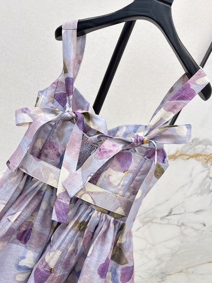 25ss Silk linen floral dress