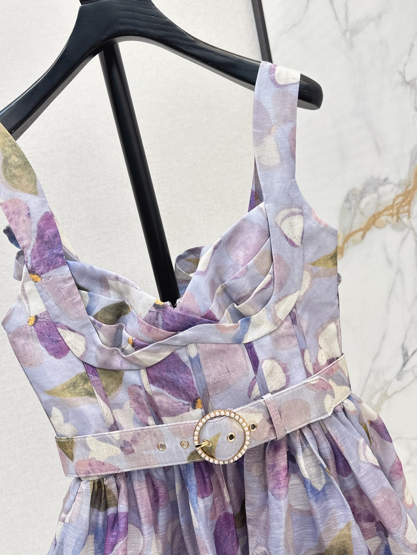 25ss Silk linen floral dress