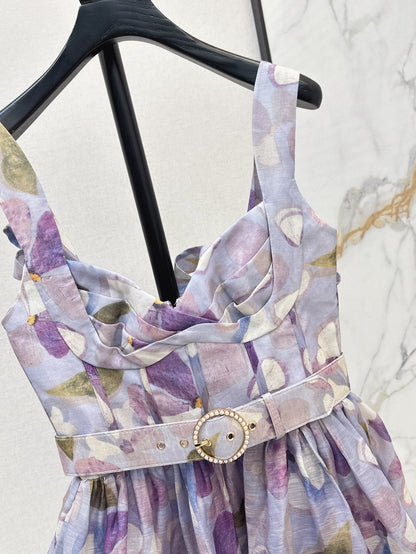 25ss Silk linen floral dress