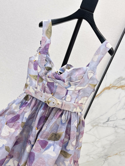 25ss Silk linen floral dress